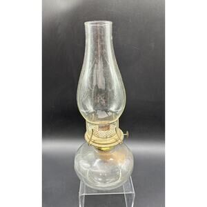 Eagle Clear Glass Round Oil Lamp with Chimney - Made in the USA